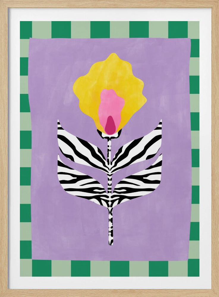 Blume mit Blättern im Zebramuster | Poster
