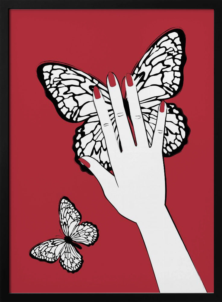 Hält einen Schmetterling | Poster