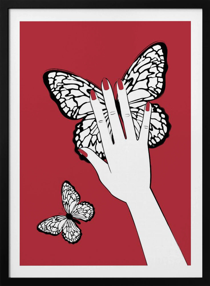 Hält einen Schmetterling | Poster