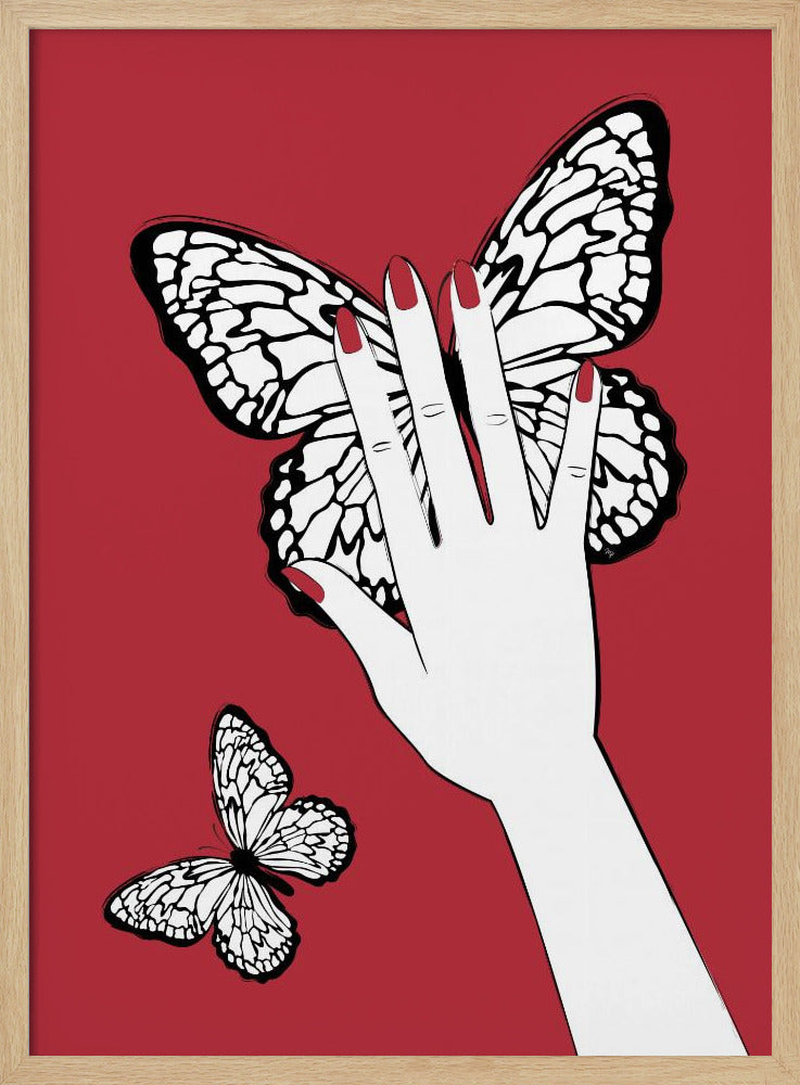 Hält einen Schmetterling | Poster