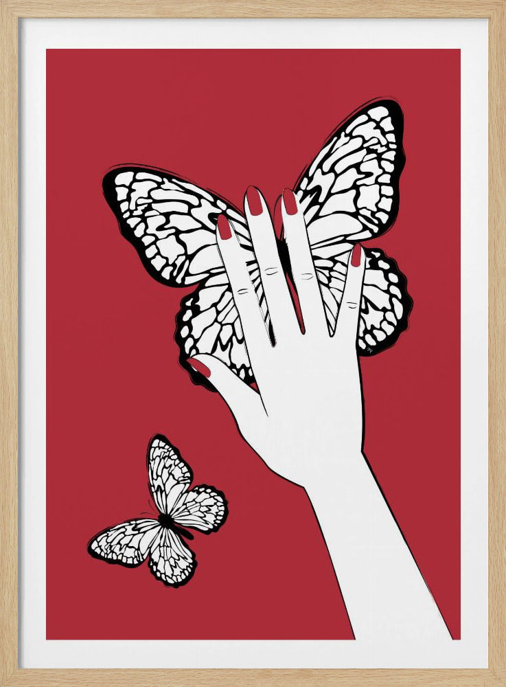 Hält einen Schmetterling | Poster