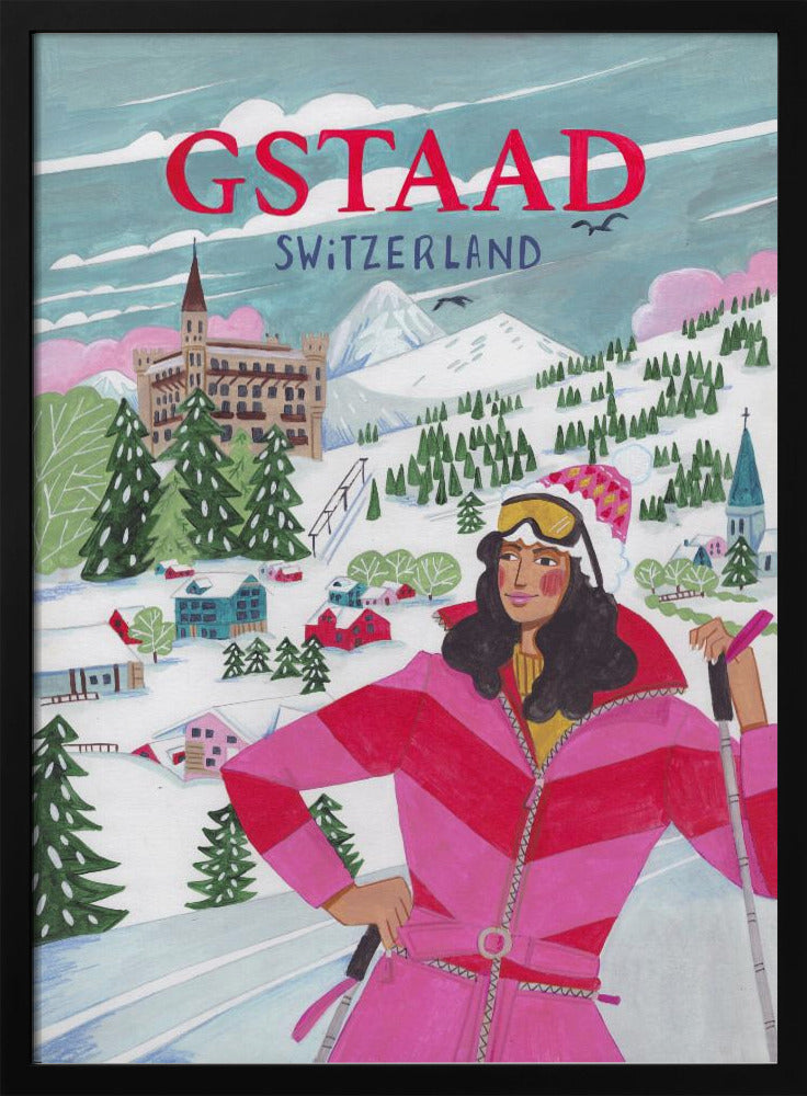Reiseposter Frau in Gstaad, Schweiz | Poster