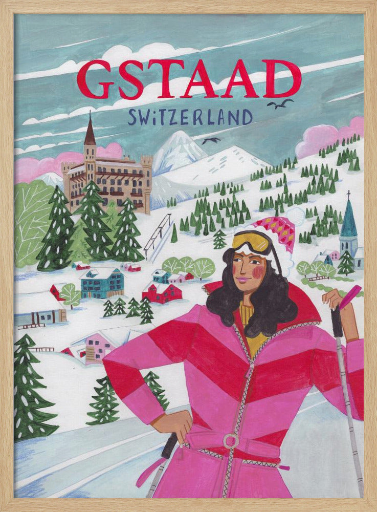 Reiseposter Frau in Gstaad, Schweiz | Poster