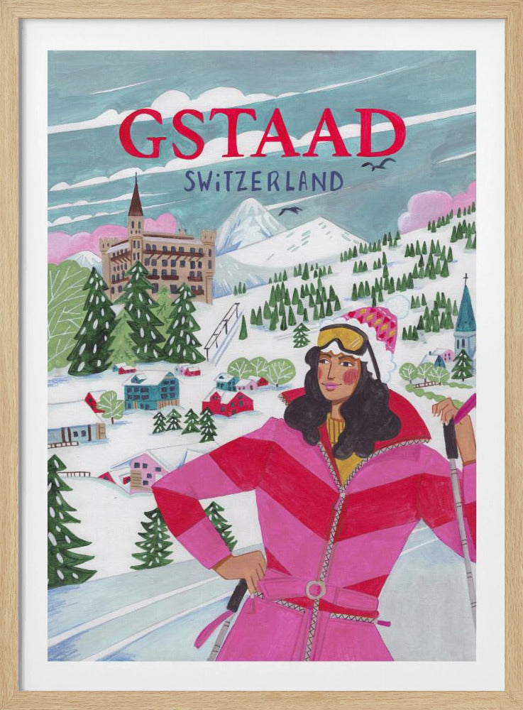 Reiseposter Frau in Gstaad, Schweiz | Poster