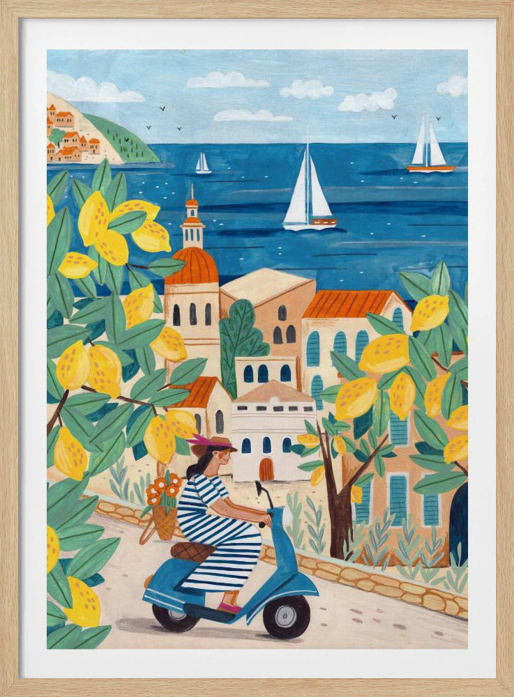 Reiseplakat Frau an der Amalfiküste, Italien | Poster