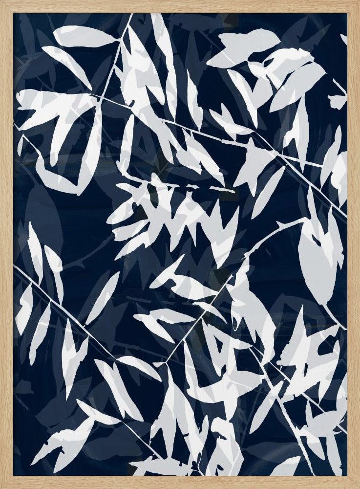 Marineblauer weißer Bambus 1 | Poster