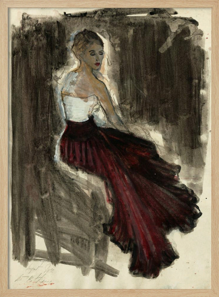 A Woman in a Red Flowing Skirt | Poster