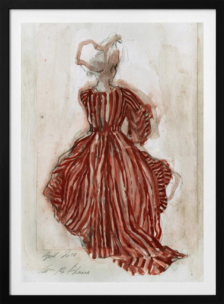 Woman In A Red Striped Dress | Poster