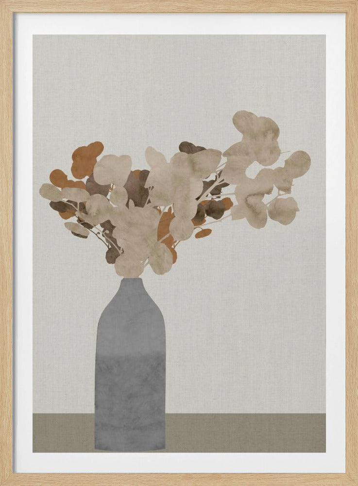 Rostbraune Trockenblumen in einer Vase auf dem Tisch 1 Jpg | Poster