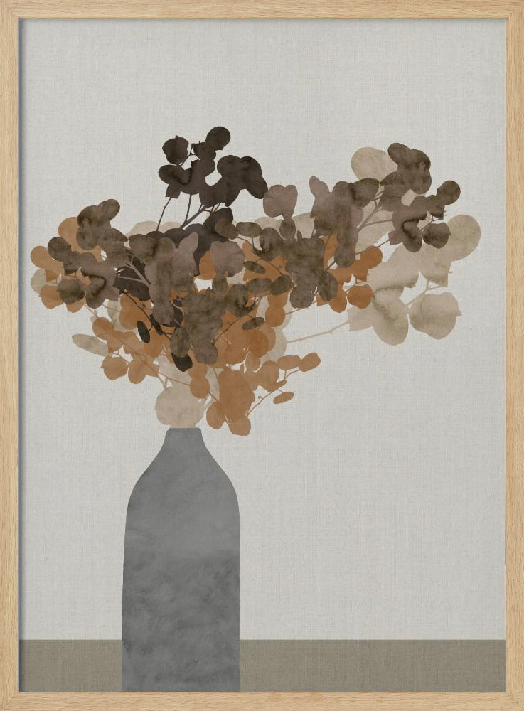 Rostbraune Trockenblumen in einer Vase auf Tisch 2 | Poster