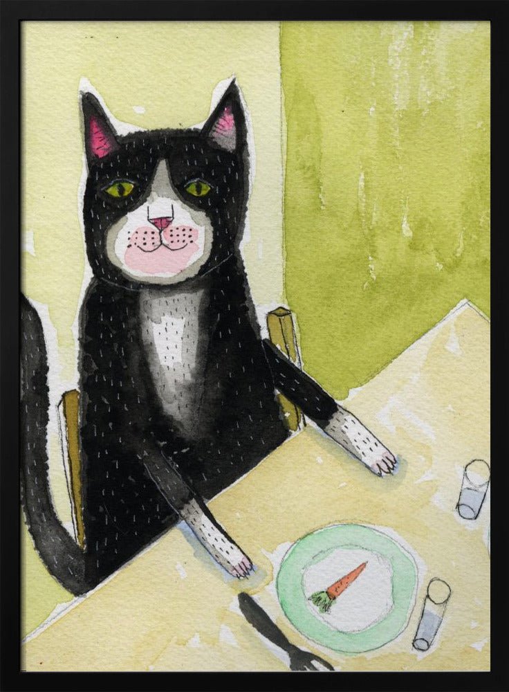 Katze beim Abendessen | Poster