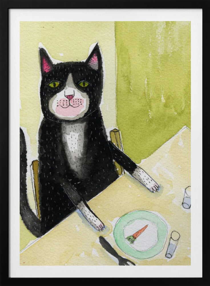 Katze beim Abendessen | Poster
