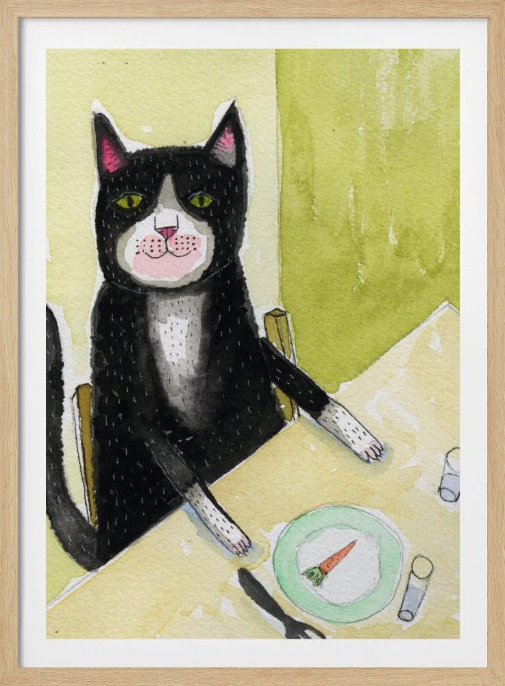 Katze beim Abendessen | Poster