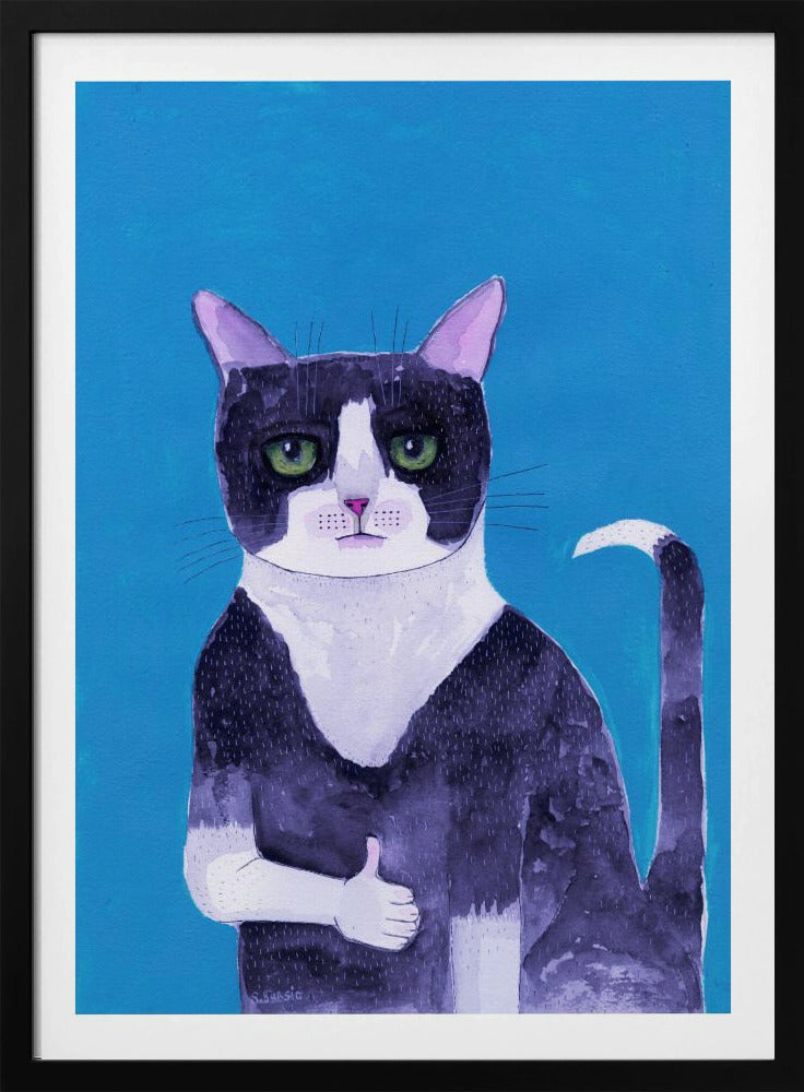 Katze Daumen hoch blau | Poster
