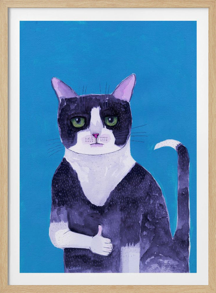 Katze Daumen hoch blau | Poster