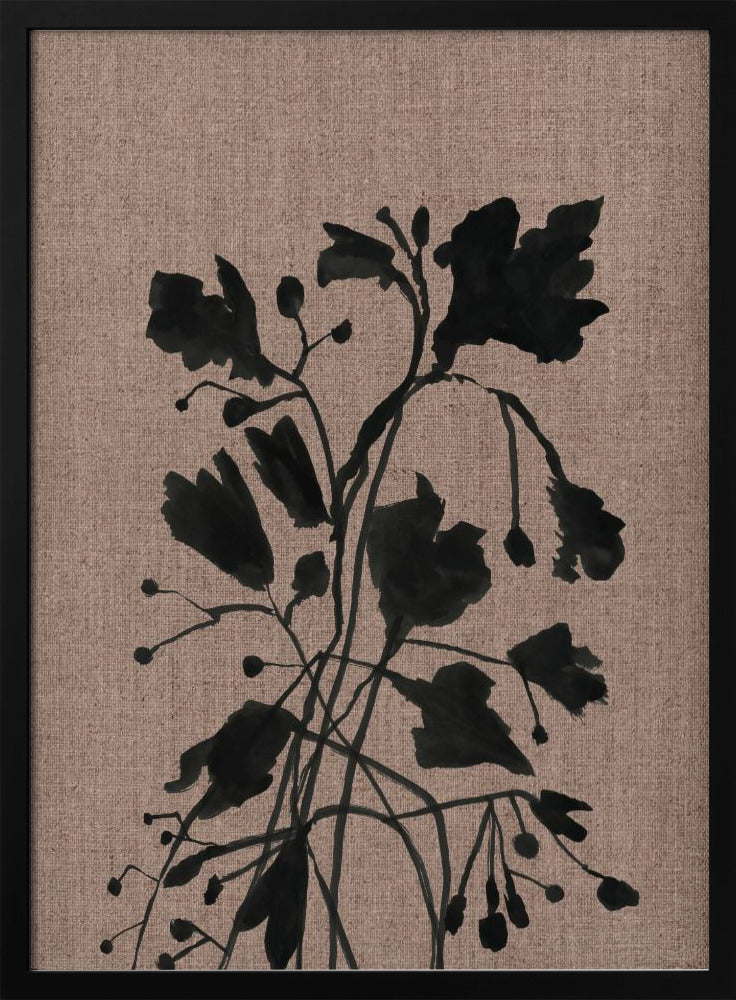 Schwarzes Blumenmuster II | Poster
