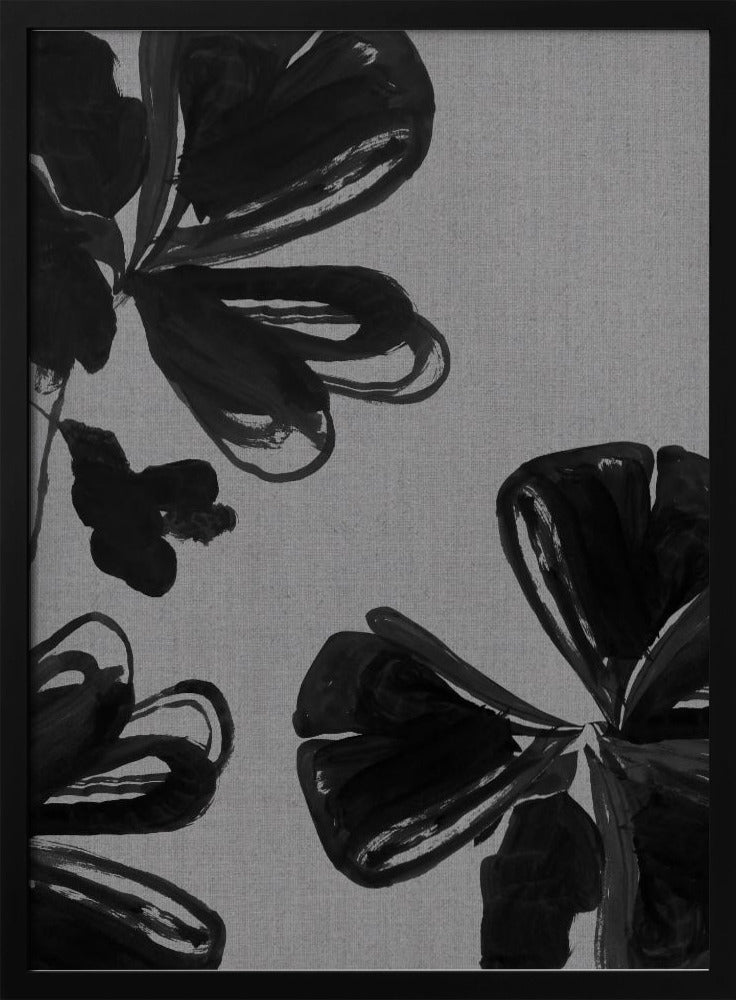Schwarzes Blumenmuster 4 | Poster