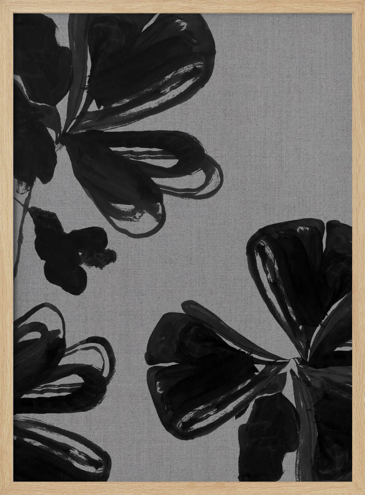 Schwarzes Blumenmuster 4 | Poster