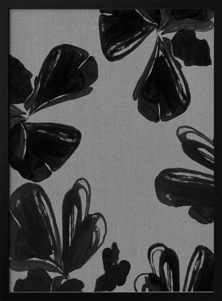 Schwarzes Blumenmuster 5 | Poster