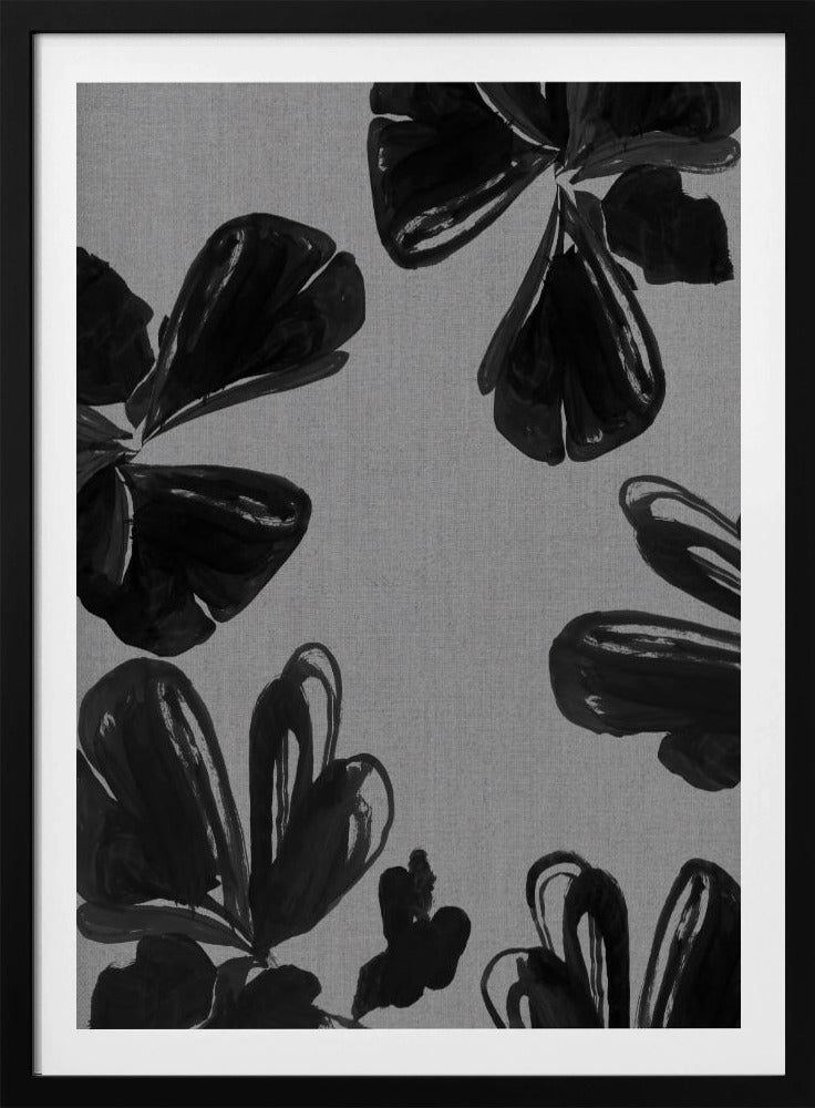 Schwarzes Blumenmuster 5 | Poster
