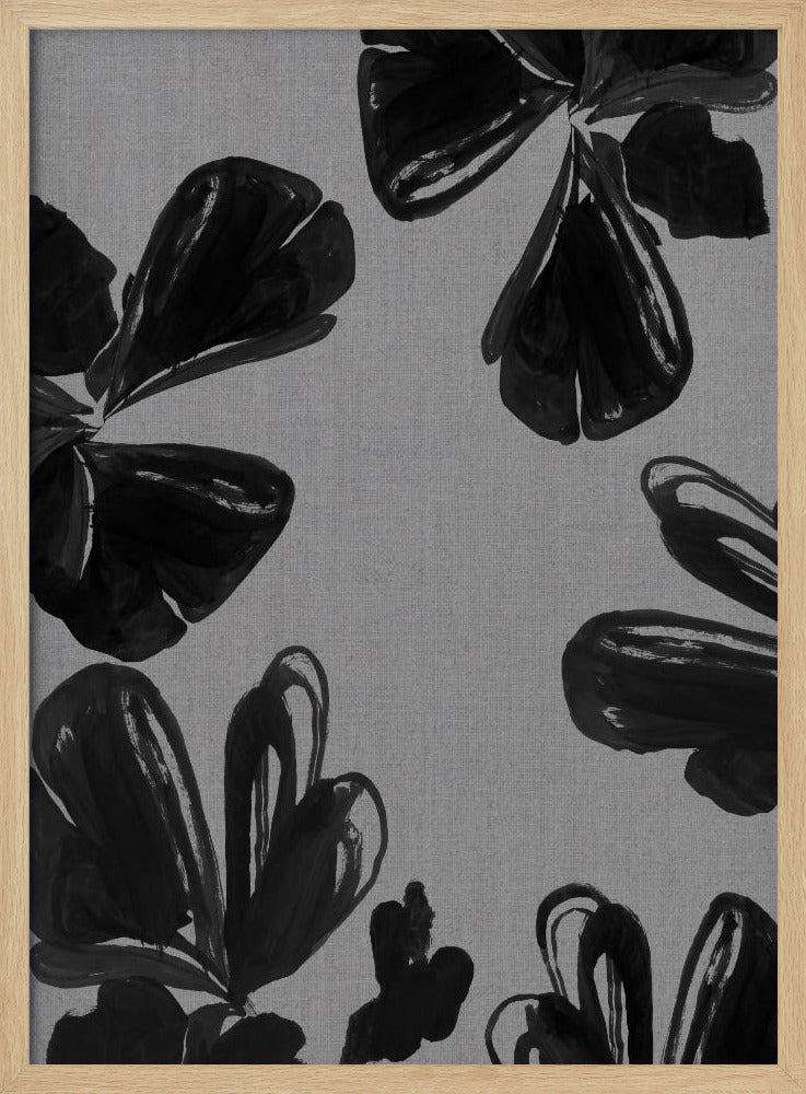 Schwarzes Blumenmuster 5 | Poster