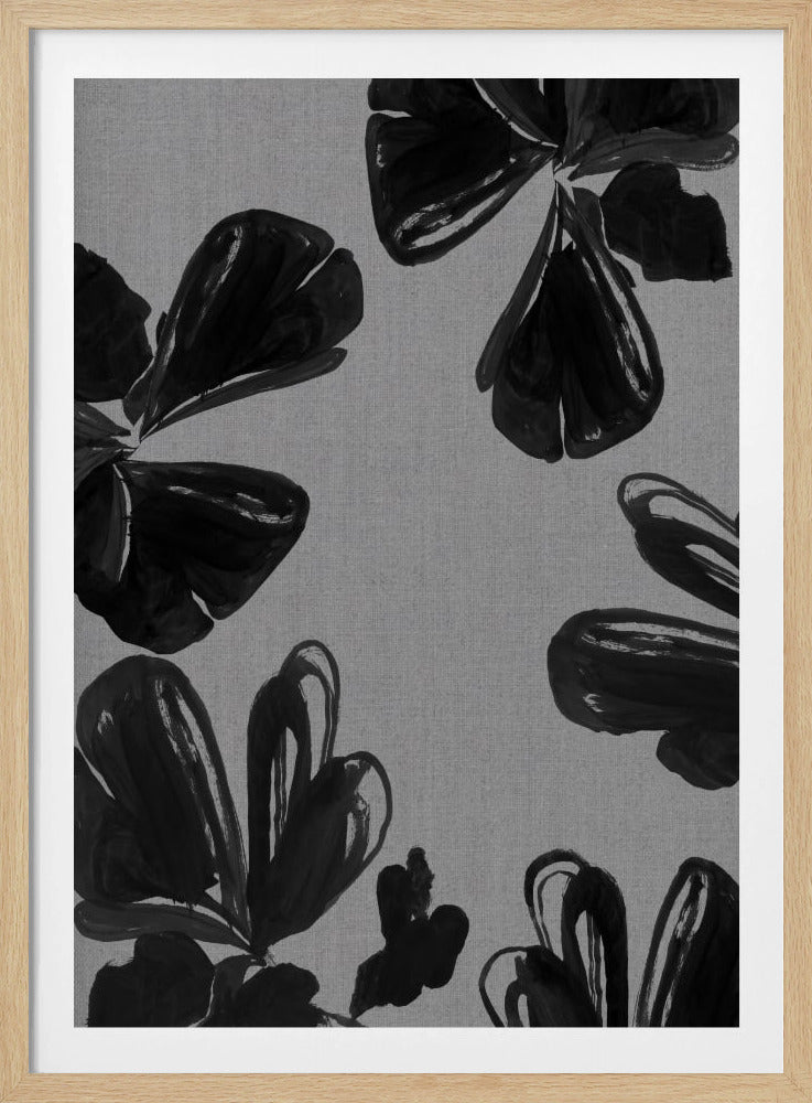 Schwarzes Blumenmuster 5 | Poster