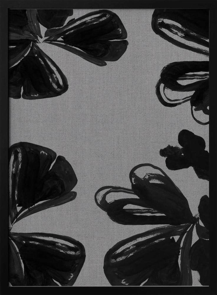 Schwarzes Blumenmuster 6 | Poster