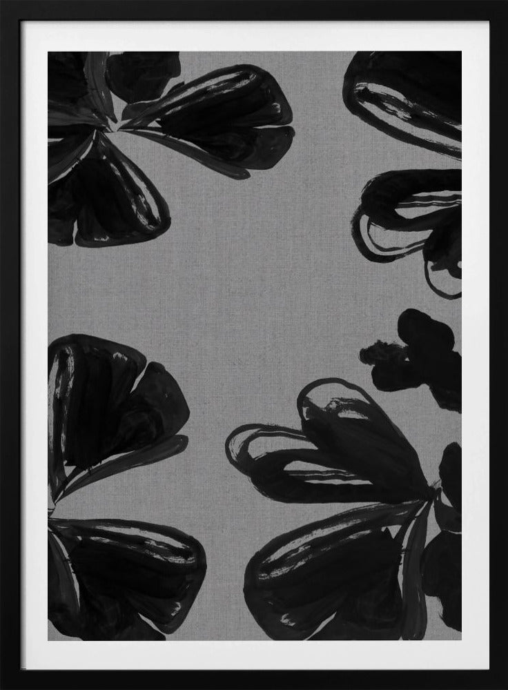 Schwarzes Blumenmuster 6 | Poster