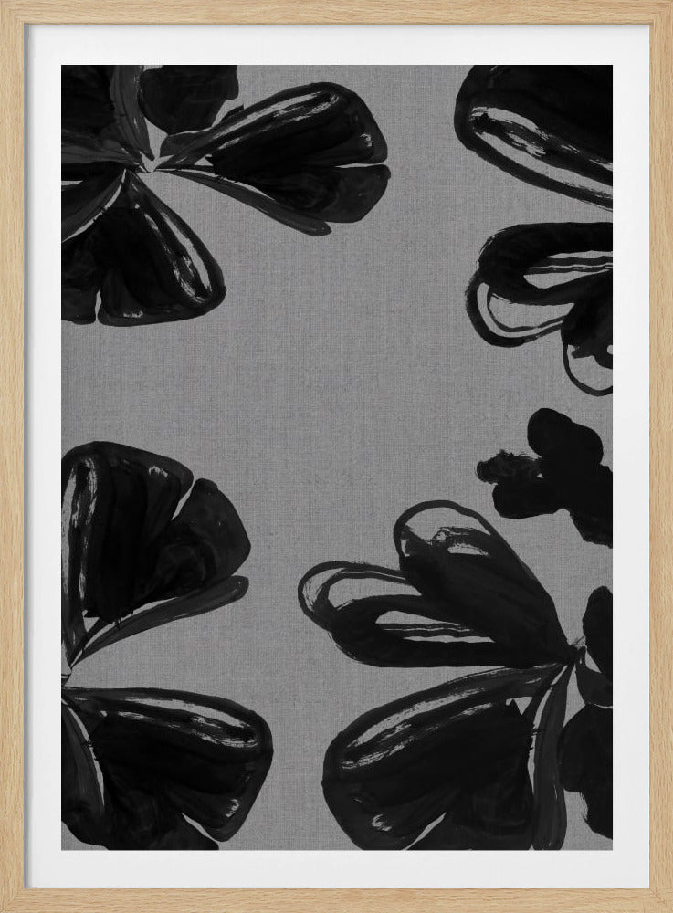 Schwarzes Blumenmuster 6 | Poster