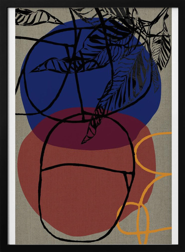 Holzschnitt Blatt Lila Blau Rot Abstrakt 3 Finale | Poster