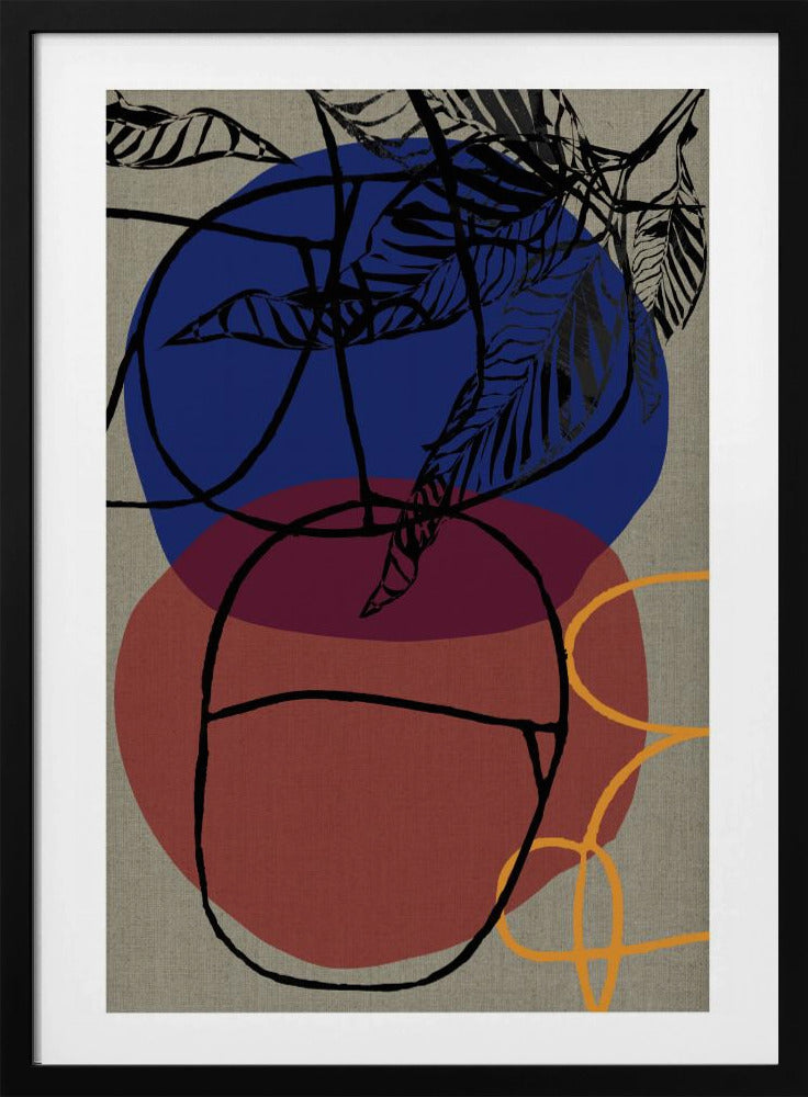Holzschnitt Blatt Lila Blau Rot Abstrakt 3 Finale | Poster