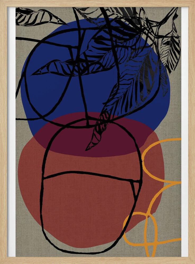 Holzschnitt Blatt Lila Blau Rot Abstrakt 3 Finale | Poster