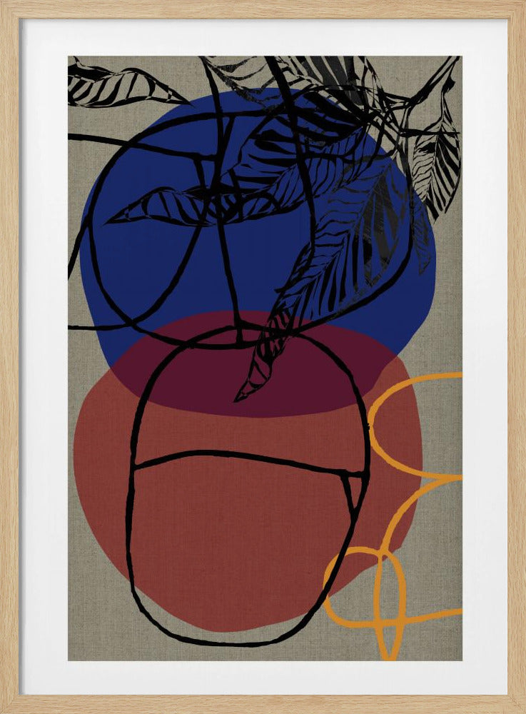 Holzschnitt Blatt Lila Blau Rot Abstrakt 3 Finale | Poster