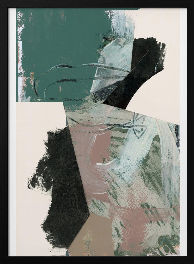 Grün Pfirsich Neutral Schwarz Abstrakt 1 | Poster