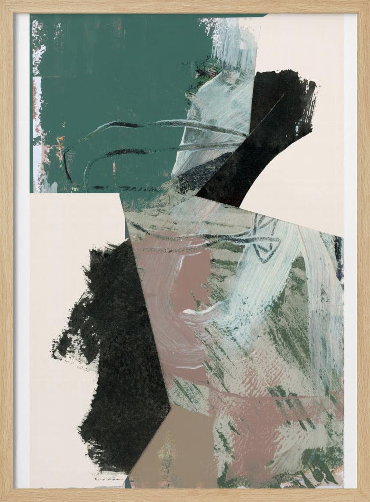 Grün Pfirsich Neutral Schwarz Abstrakt 1 | Poster