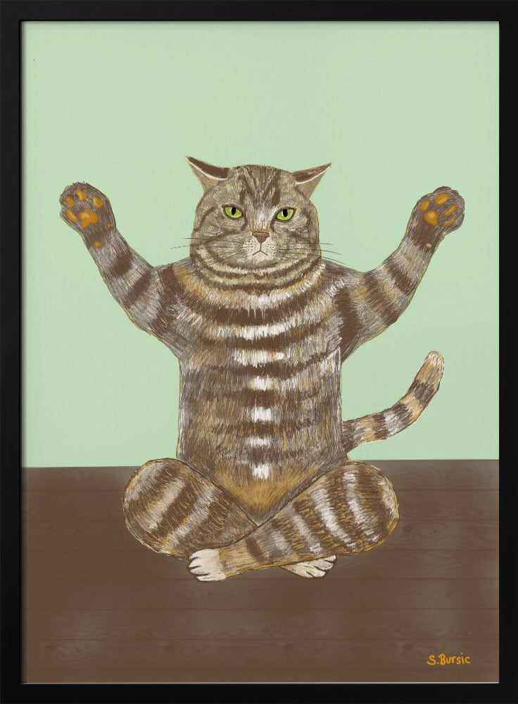 Yoga-Katze hellgrüner Hintergrund | Poster
