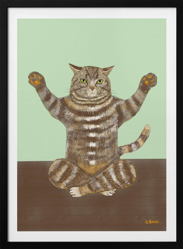 Yoga-Katze hellgrüner Hintergrund | Poster