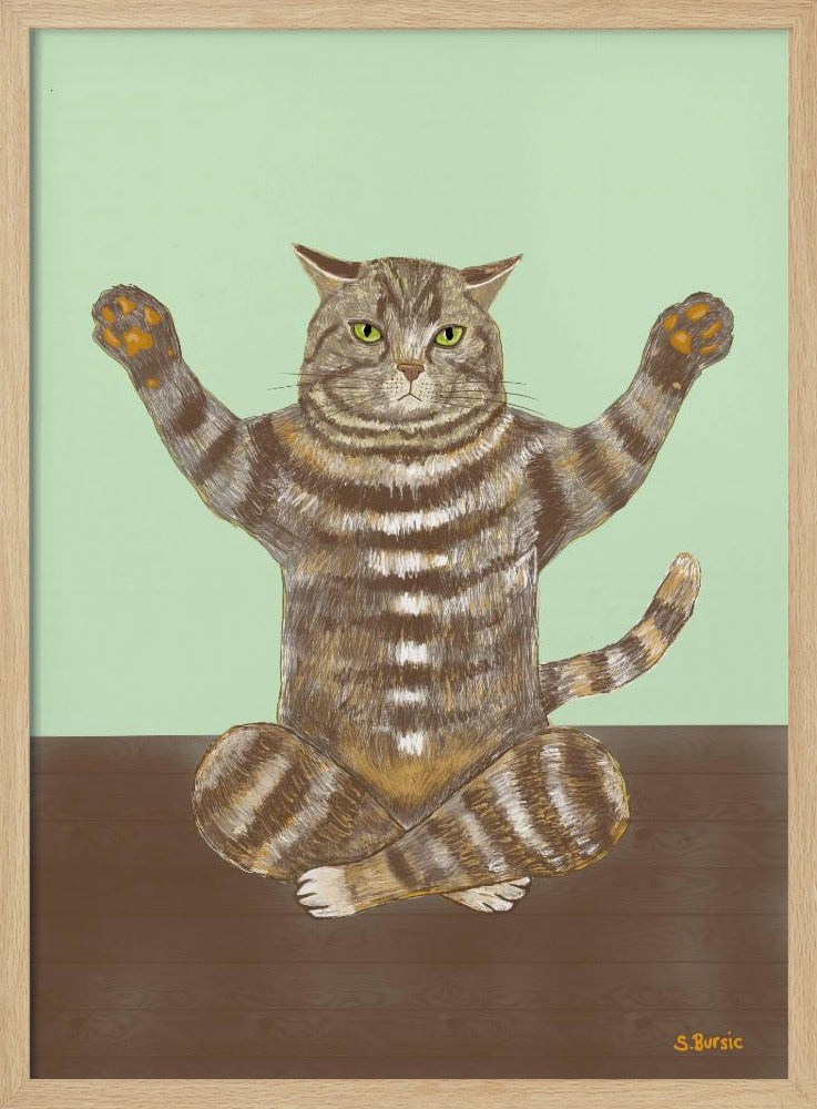 Yoga-Katze hellgrüner Hintergrund | Poster