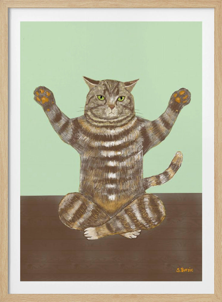Yoga-Katze hellgrüner Hintergrund | Poster