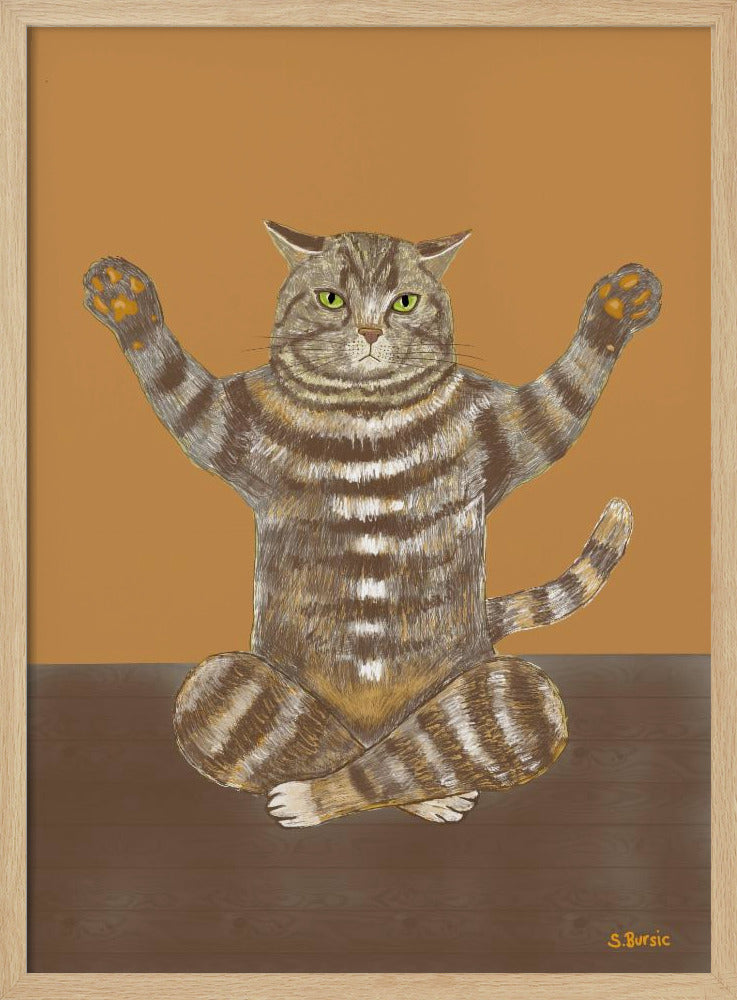 Yoga Katze Tan Hintergrund | Poster