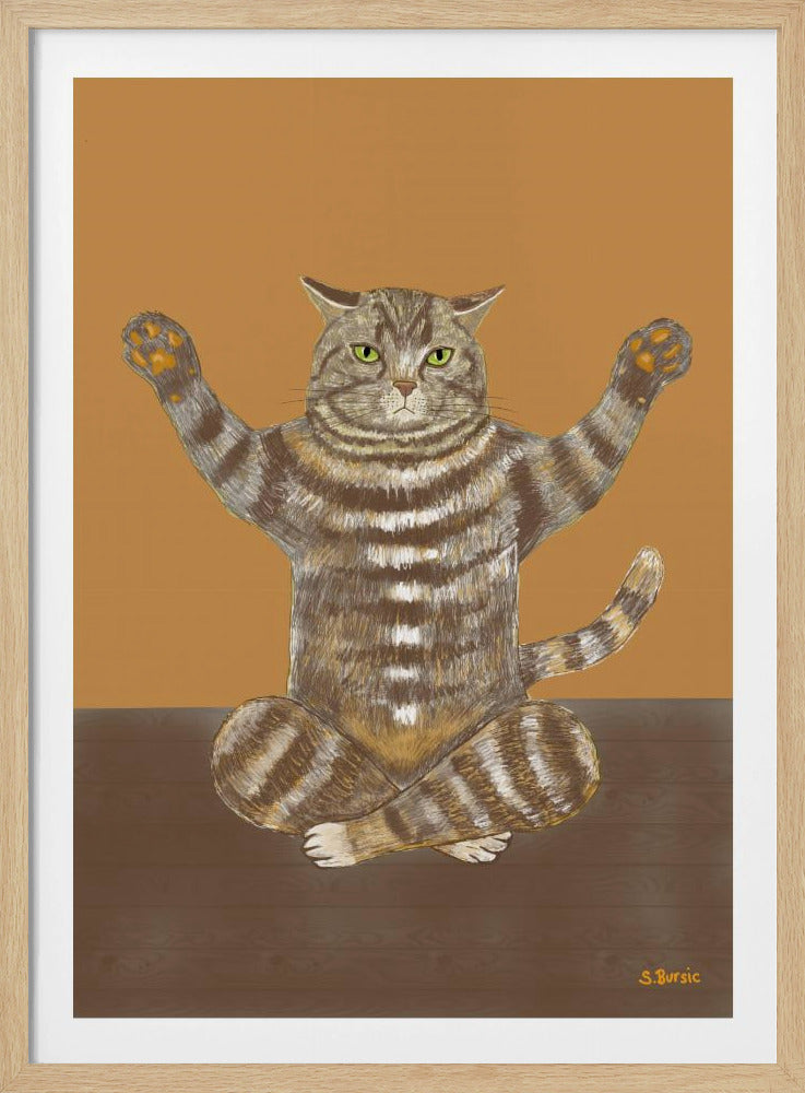 Yoga Katze Tan Hintergrund | Poster