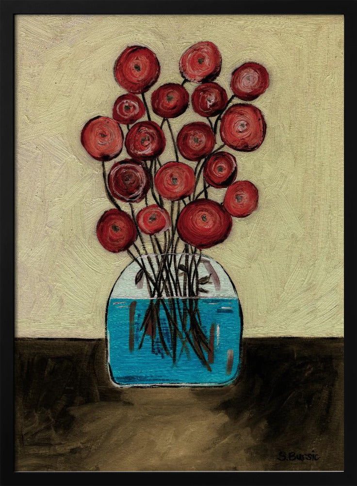Mohnblumen in Vase, hellbraun | Poster