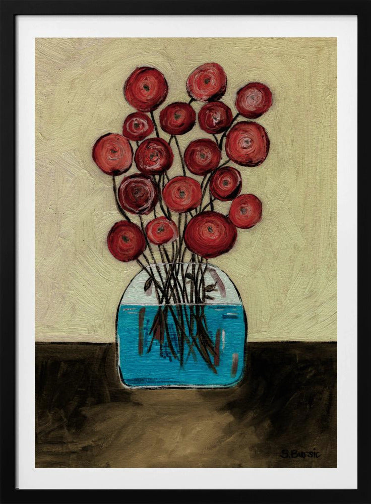 Mohnblumen in Vase, hellbraun | Poster