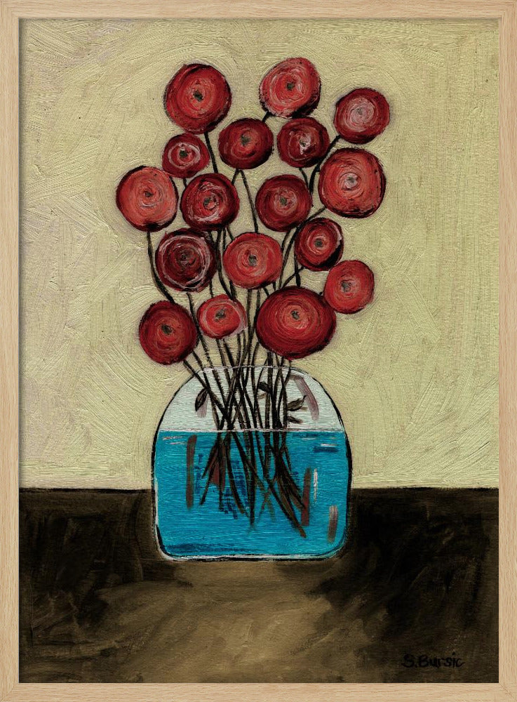 Mohnblumen in Vase, hellbraun | Poster