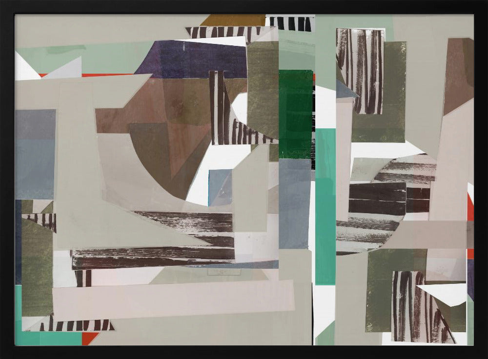 Abstraktes Hardedge-Muster in Mint- und Blautönen 4 | Poster