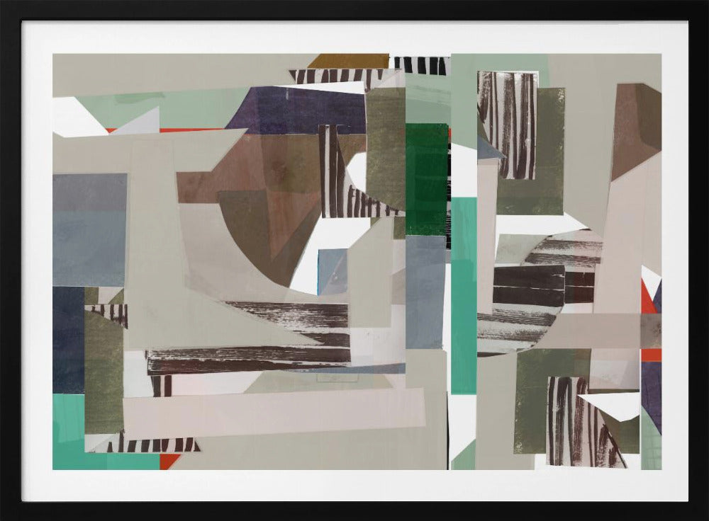 Abstraktes Hardedge-Muster in Mint- und Blautönen 4 | Poster