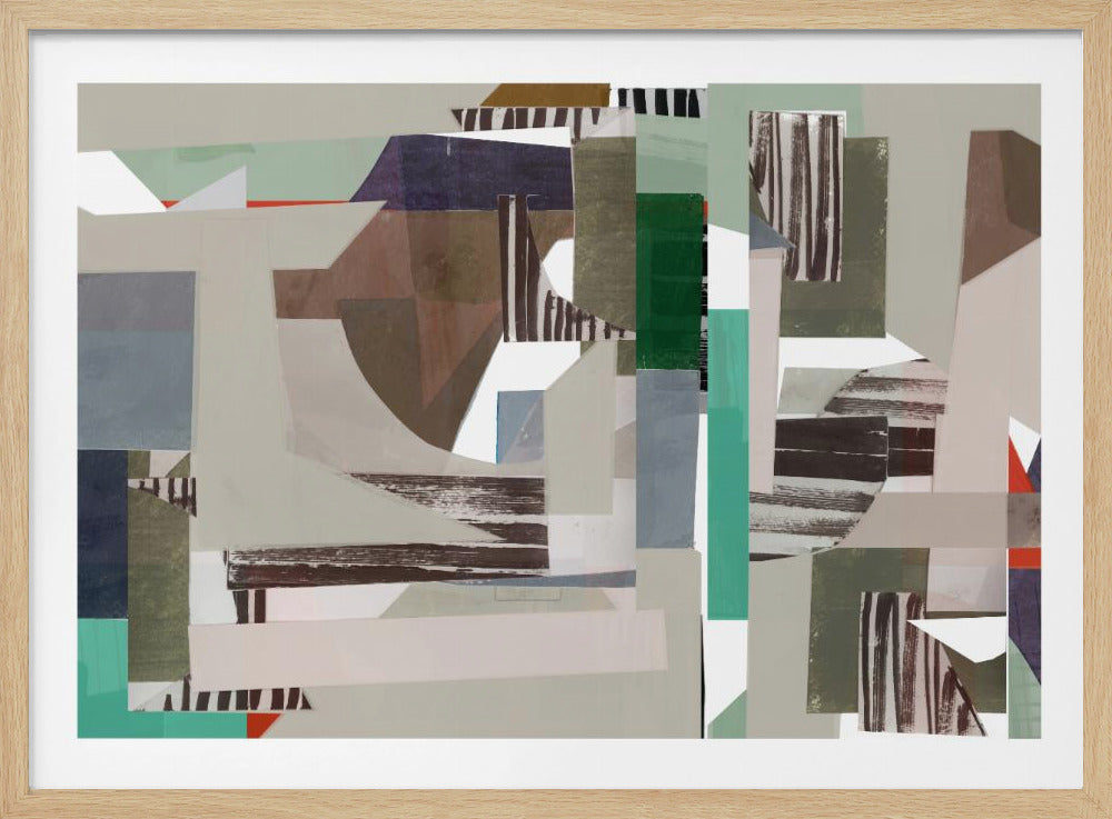 Abstraktes Hardedge-Muster in Mint- und Blautönen 4 | Poster