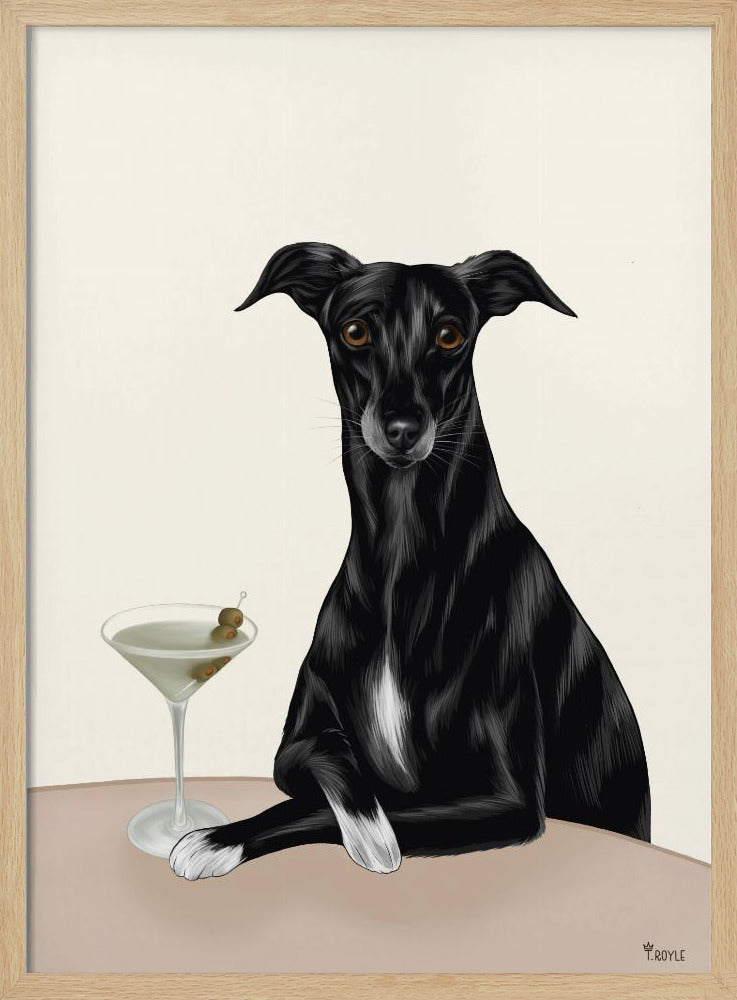 Edler Windhund mit Martini | Poster