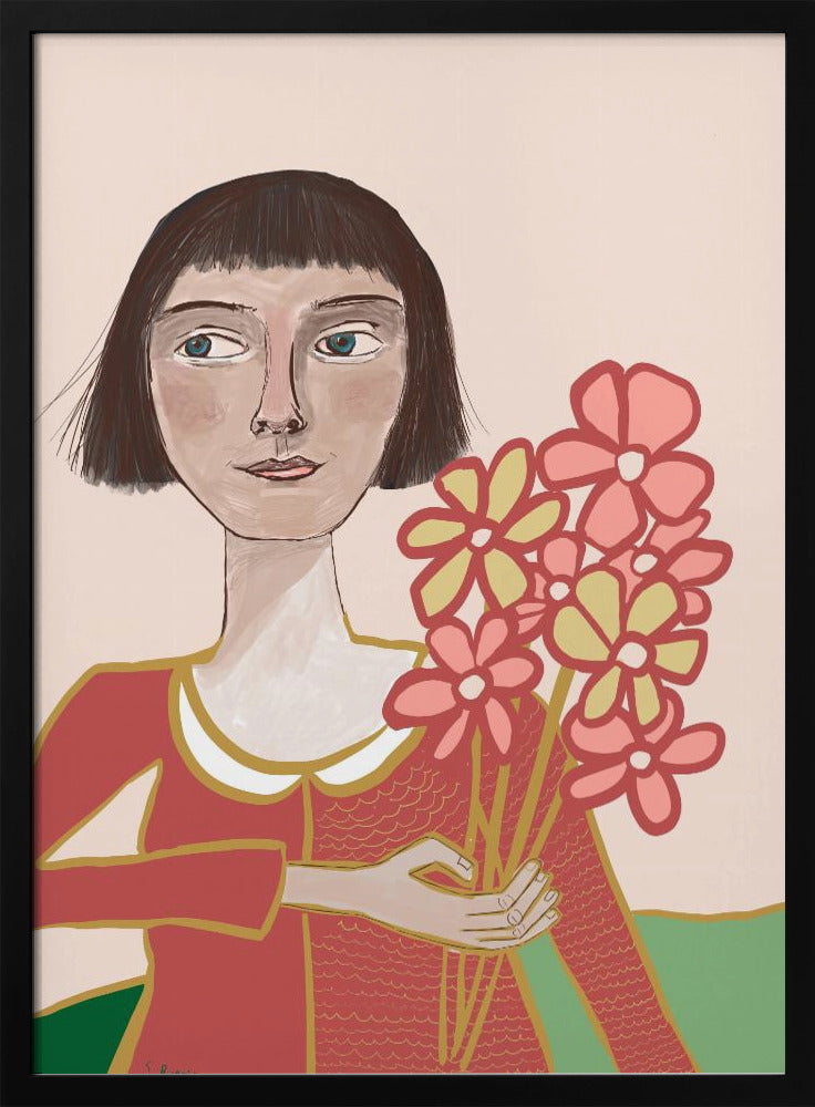 Frau mit Blumen | Poster