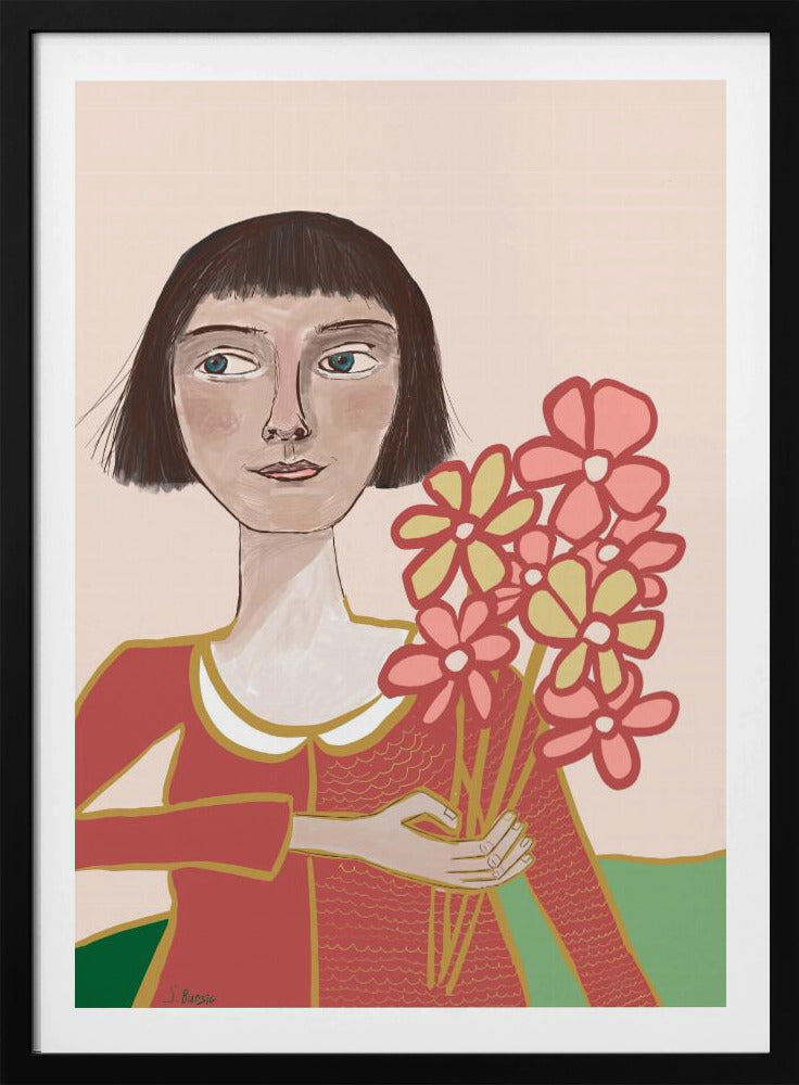 Frau mit Blumen | Poster